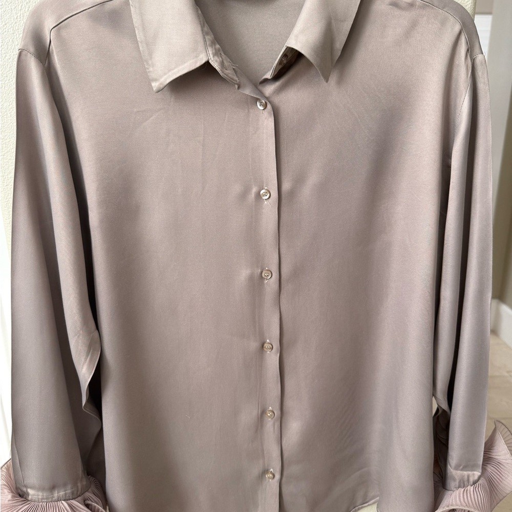 Zara Beige Button-Up Blouse